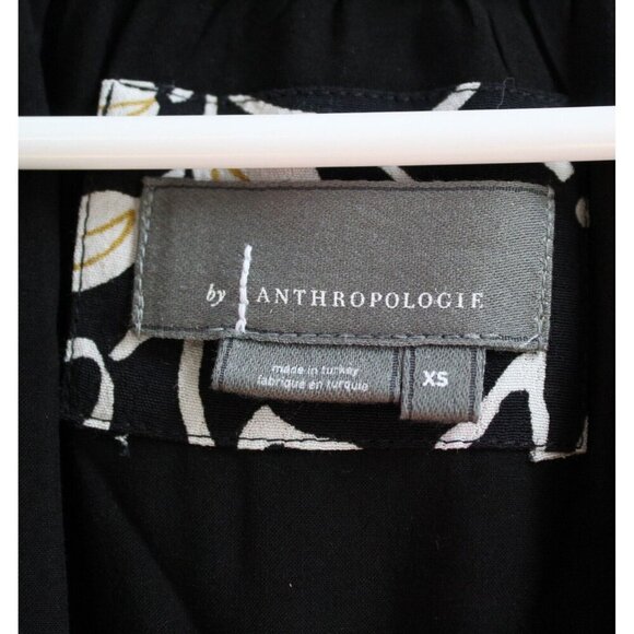 Anthropologie Robin Tiered Mini Dress Black/White/Gold Floral Size XS - Picture 2 of 5